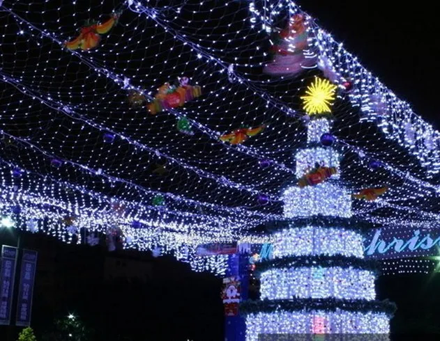 10m 8m 2000 LED 네트라이트 큰 실내 야외 조경 조명 크리스마스 새해 화환 방수 LED 스트링 ac110V-240V270F