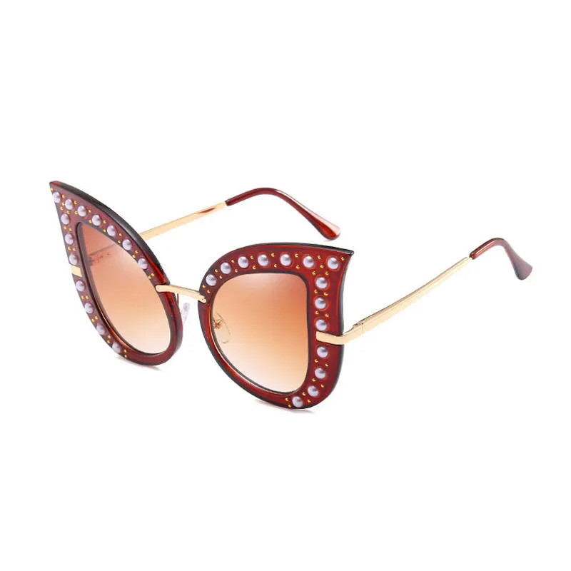 Femmes surdimensionnées Cat Eye Lunettes de soleil Femmes Diamond Nouvelle marque Fashion Brand Designer Big Frame Ladies féminines Sun Glasse 240i