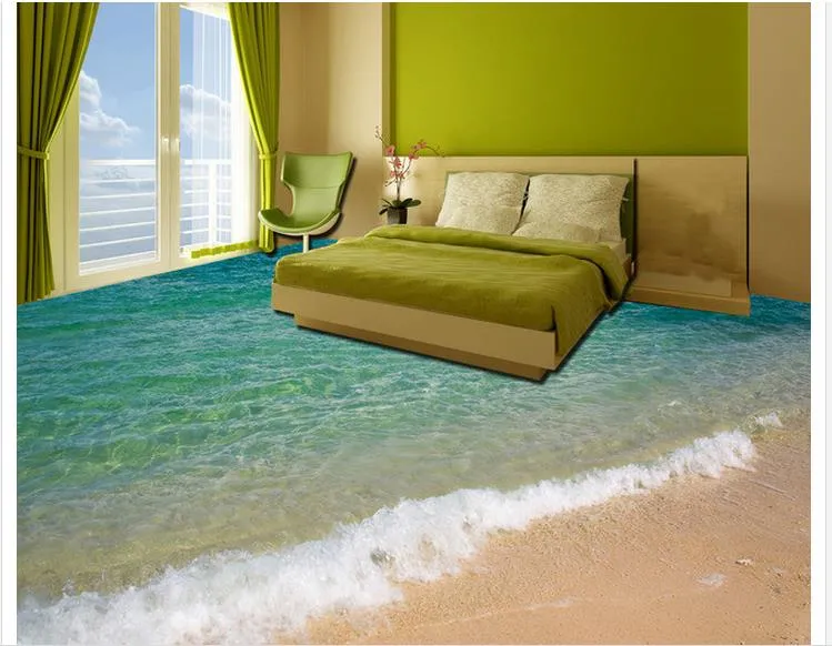 Modern Floor Painting 3D seaside surf beach floor painting Mural-3d PVC Wallpaper Self-adhesive Floor Wallpaper-3d2924