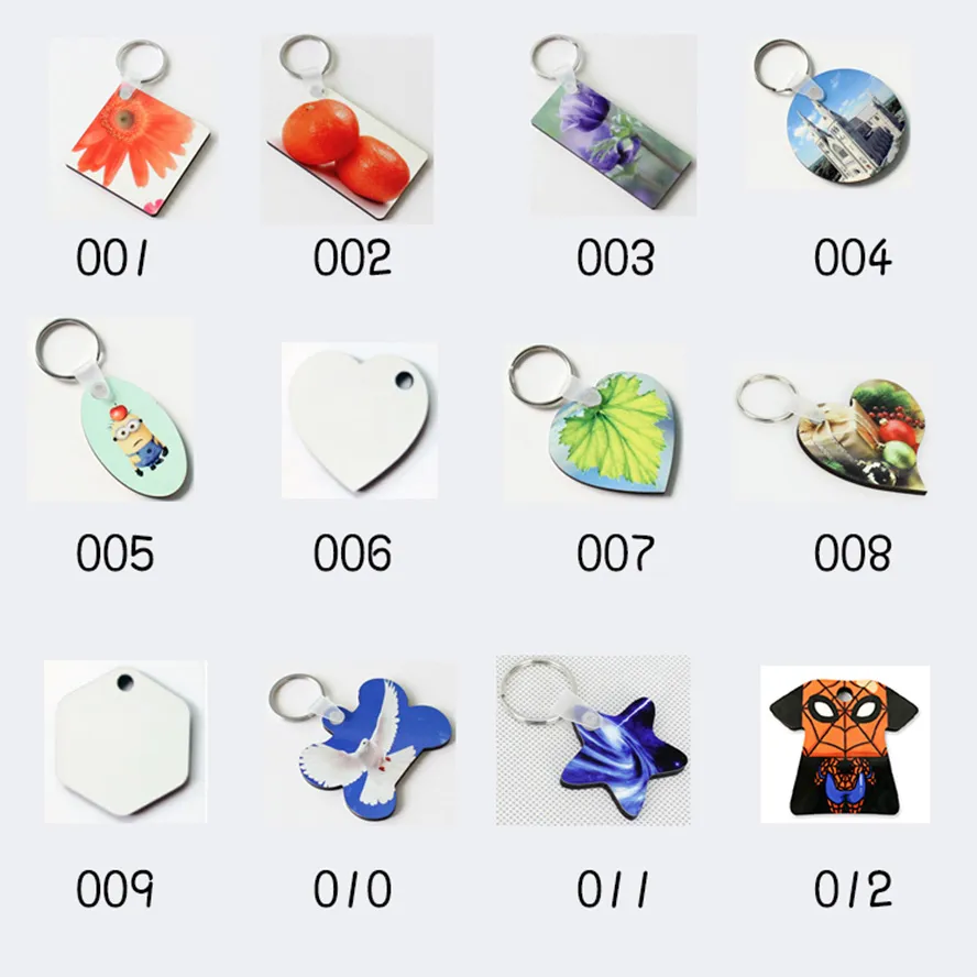 Whole DIY MDF Blank Key Chain Sublimation Heat Press Transfer Wooden Key Ring Po &Logo Thermal Printing Gift- shi260M