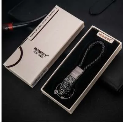 HONEST Dragon Keychains Men Key Chain Car Key Holder Ring Jewelry Bag Pendant Genuine Leather Rope Gift High End Keychain336V