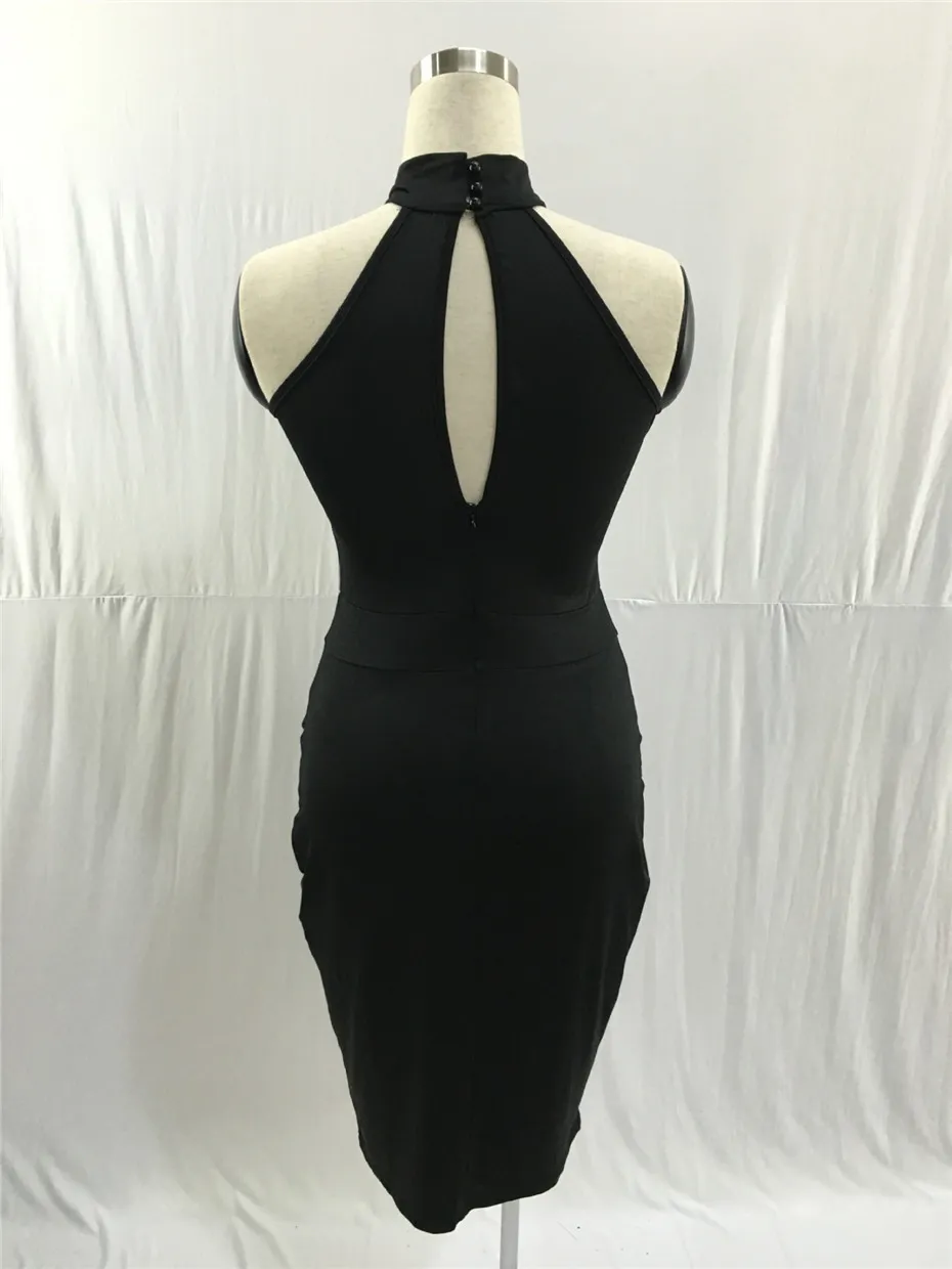 Sleeveless Midi Bodycon Dress Backless Sexy Club Wear Elegant Mesh Party Dresses Black Summer S-XL