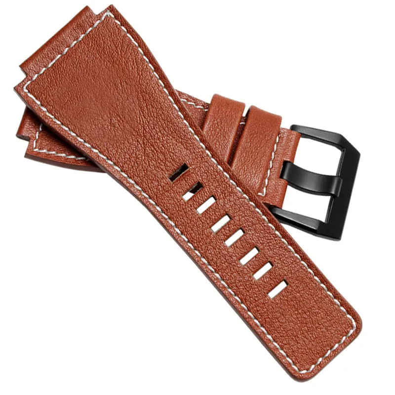 Cinturini orologi in vera pelle 25mm x 35mm Nero Marrone Giallo Cinturino orologio da uomo con fibbia in acciaio206j