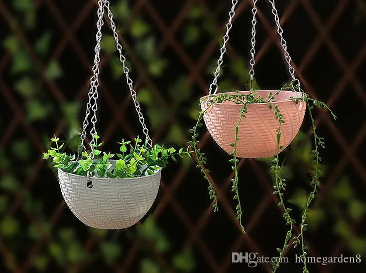 Creative rotin plante pot de fleurs multi-grain vert panier panier pot de fleur jardinage en pot suspendu pot de fleur en plastique en gros