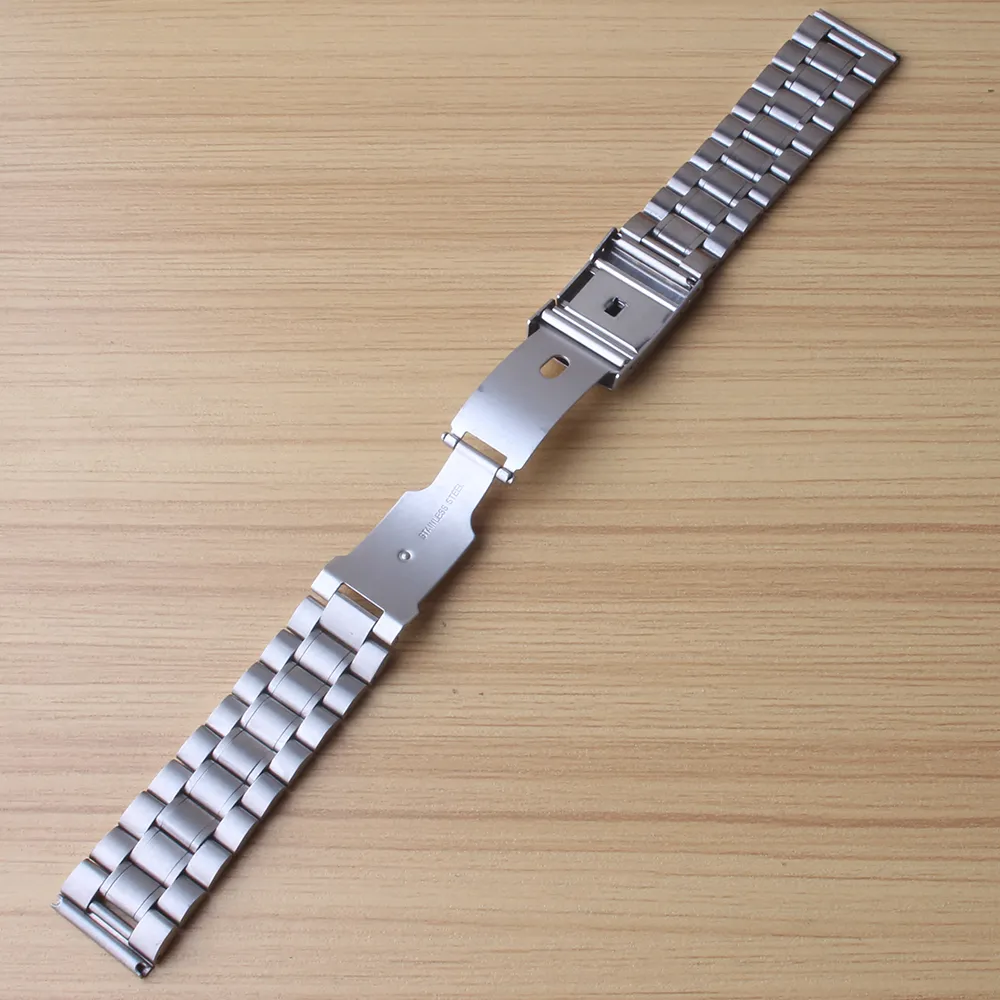 Silverarmband Solid rostfritt stål Watch Band Justerbar strap Metal Högkvalitativ Watchband 18mm 20mm 22mm 24mm Mens Womens2030