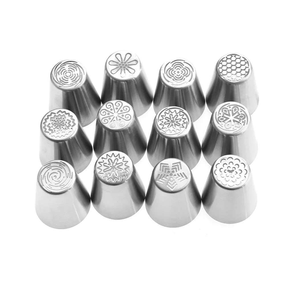 New set Kitchen Sugarcraft Russian Icing Piping Nozzles Pastry Tips Stainless Steel Fondant Cake Decor With One Convertor305S