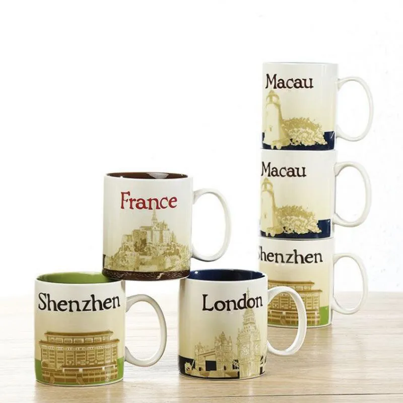 14 once in ceramica Starbucks City Mug France Cities Coppa di tazza di caffè con scatola originale Paris City290c