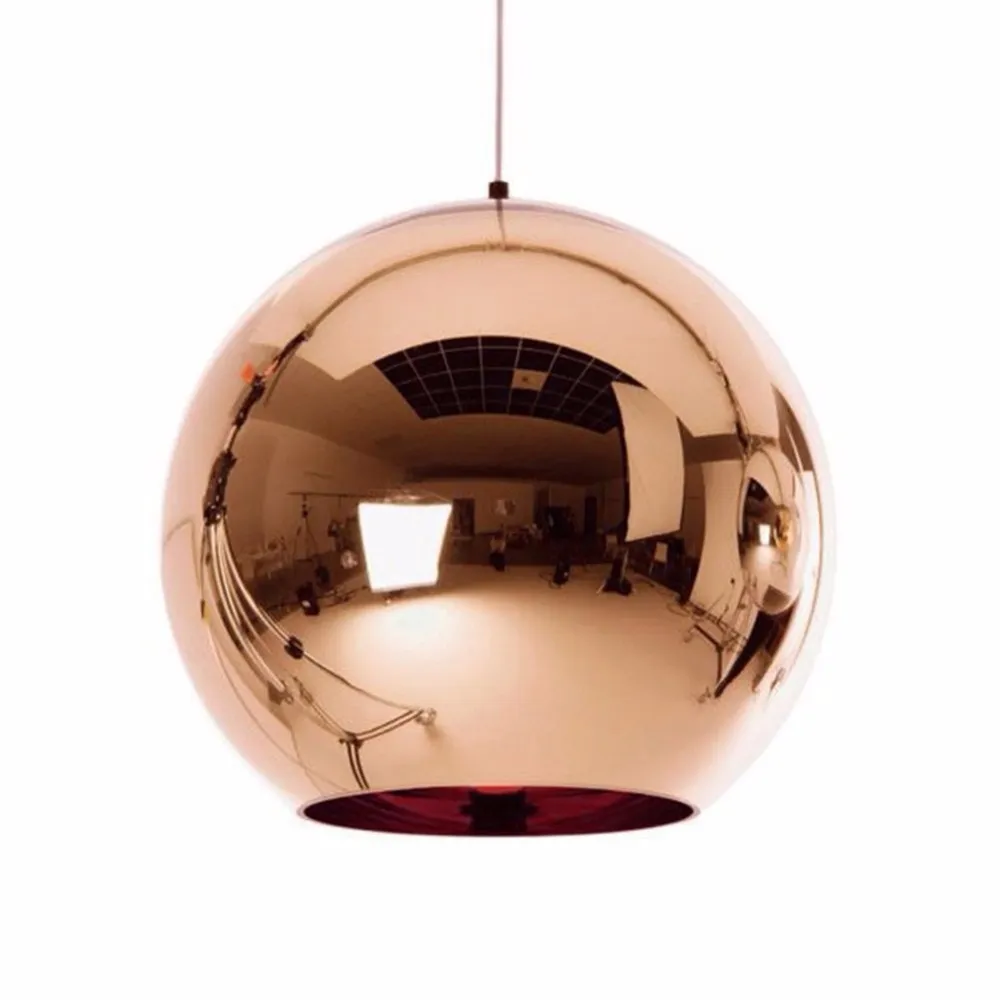 Glass Globe Ball Pendant Light Copper Silver Guldbelysning Rund tak hängande lampa Globe Lampshade Pendant Lamp264p