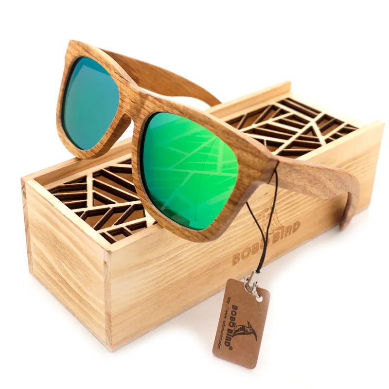 BOBO BIRD AG007 WOOD SUNGLASSES Handmade Nature Wooden Polarized Sunglasses New Eyewear With Creative Wooden Gift Box298J