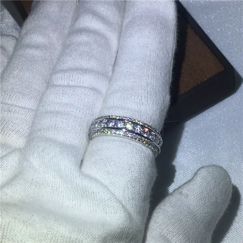 2017 nuove donne moda pieno e rotondo Diamonique zircone argento sterling 925 anello di fidanzamento fede nuziale gioielli da donna Taglia 5-10208V