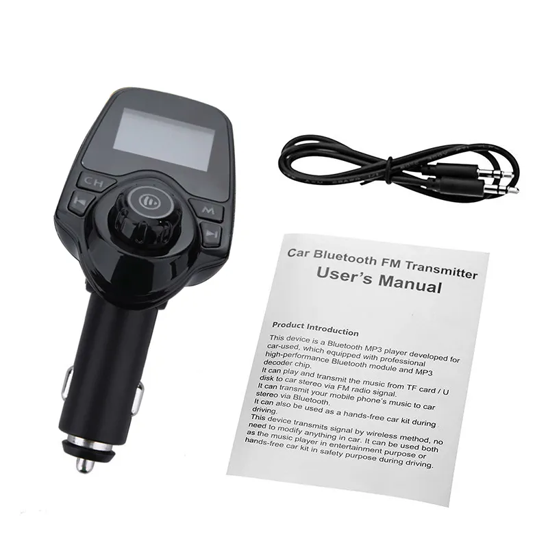 T11 LCD Bluetooth Hands-free Car Auto Kit A2DP 5V 2.1A USB  FM Transmitter Wireless Modulator Audio Music Player With Package