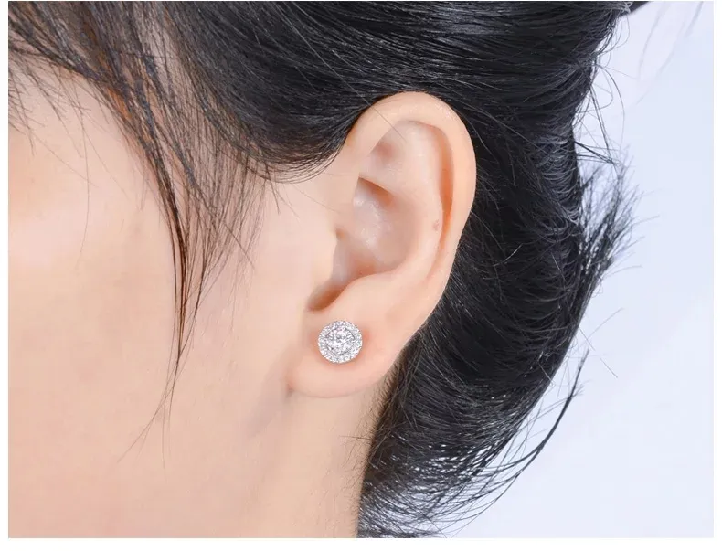 9K 14K 18K Gold Stud Round Shape Group Setting D F Color VVS Clarity Moissanite Stone Earring Beautiful Forever Brilliant2810