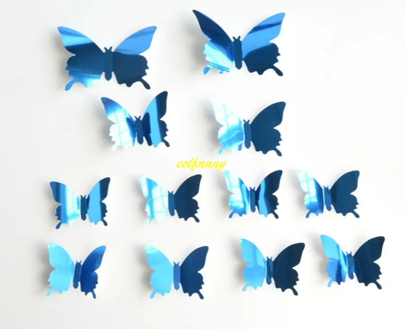 Fast DIY Mirror 3D Butterfly Wall Stickers Home Decor Kids Gift Party Wedding Decor Home Decoration B5301
