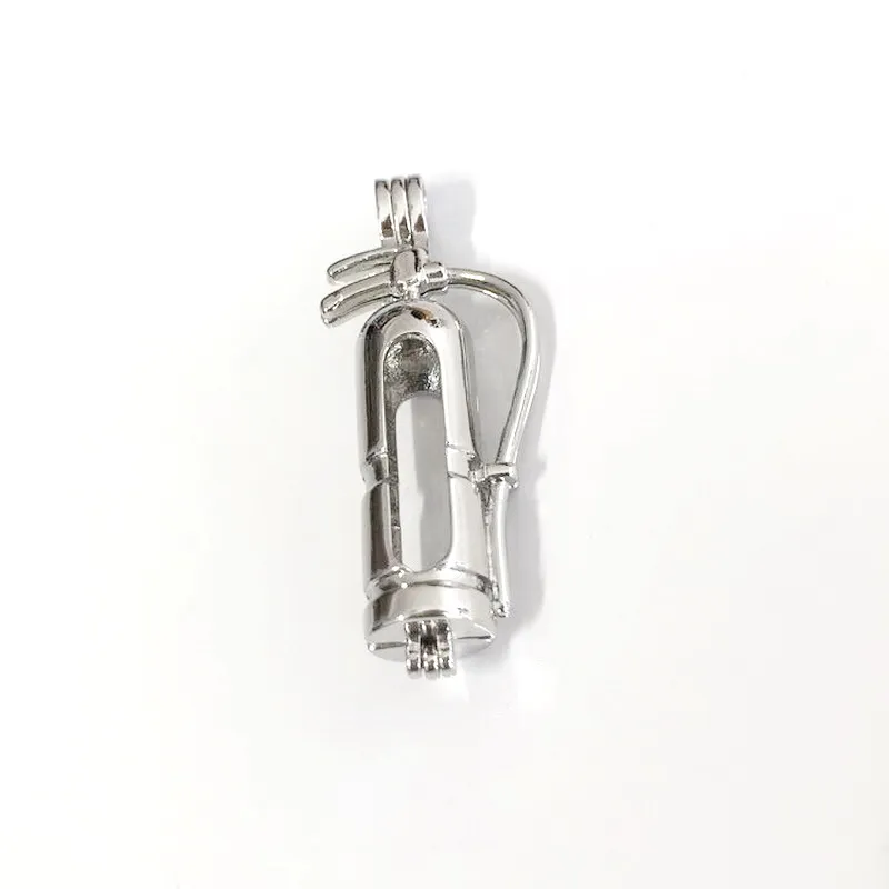 18KGP Fire Extinguisher Locket Cage Pendant Finding Can Hold Pearl Gem Beads Bracelet Charm Pendant Necklace Fitting3261