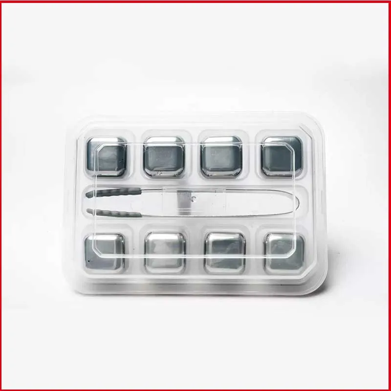 ice tray with lid 304 Stainless Steel ice cube 4 For Beer Wine Chilling Ice cube bar accessory Can OEM LOGO