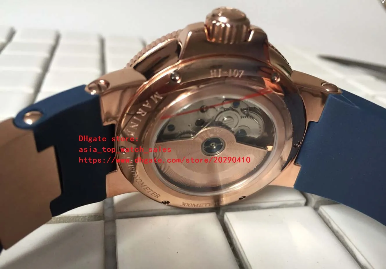 Super Luxury 44mm Men armbandsur Auto Date Rom Digital Rose Gold Case Gummi Strap Mechanical Automatic Mens Athletic F242G