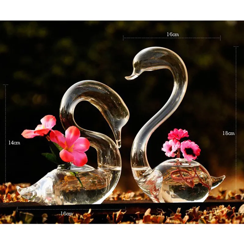 onnpnnqスワンガラス床花瓶飾りホームガラステラリウム花瓶家の花瓶装飾装飾218u