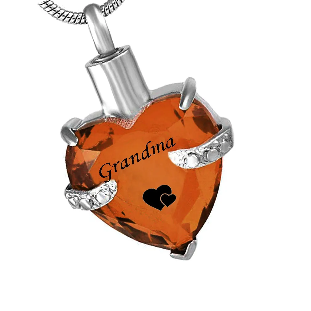 Mormor Glass Cremation Jewelry Heart Birthstone Pendant Urn Necklace Ashes Holder Keepsake262m