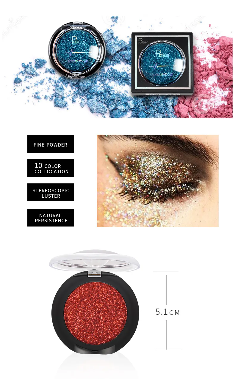 Pudaier Dazzle Flash Fashion Single Teeshadow Блеск Шиммер Тень для глаз для глаз