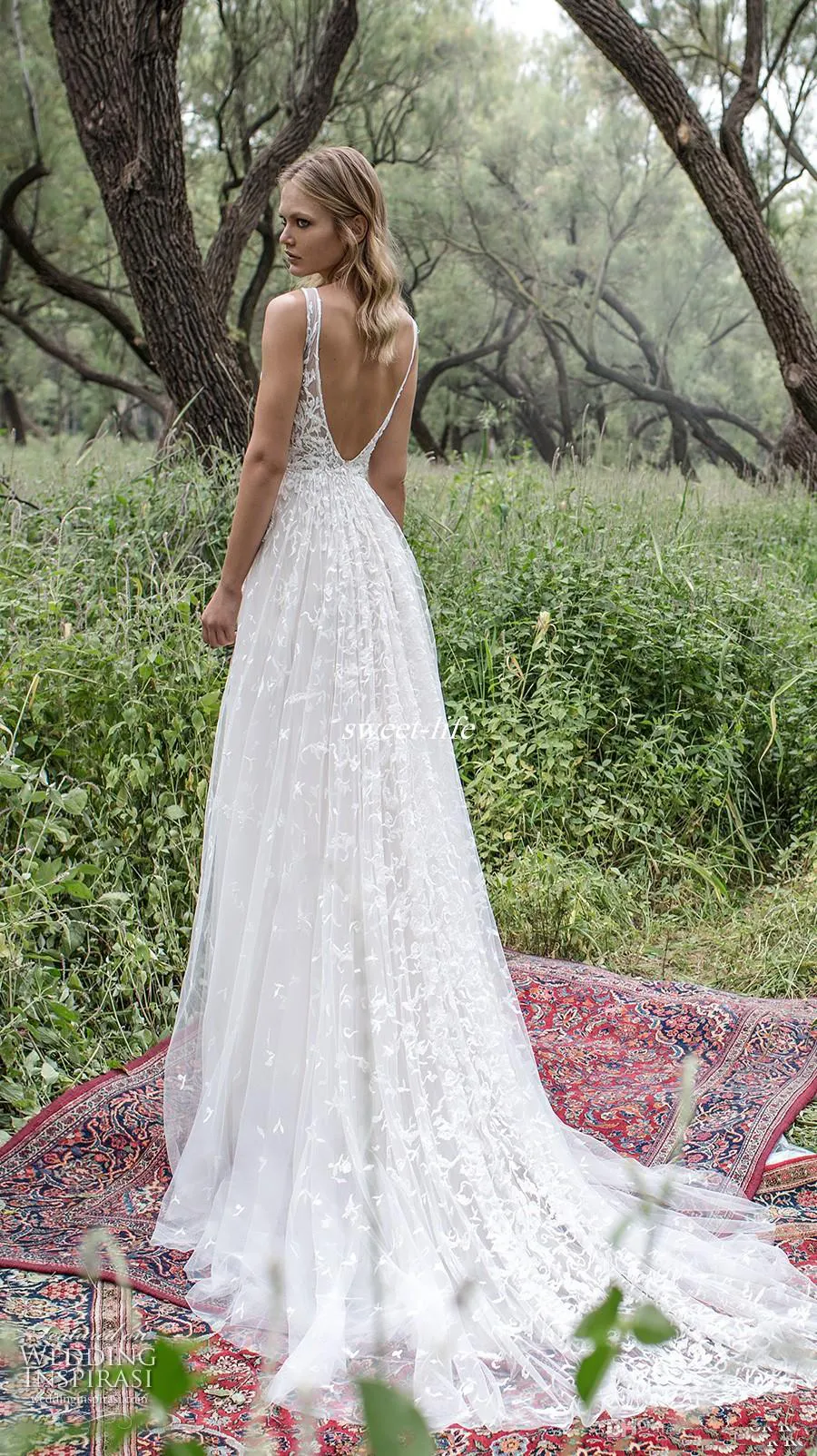 Romantic Limor Rosen Lace Wedding Gowns Deep V-Neck Sheer Straps Vintage Garden Beach Bridal Dresses Bohemia Party Gowns