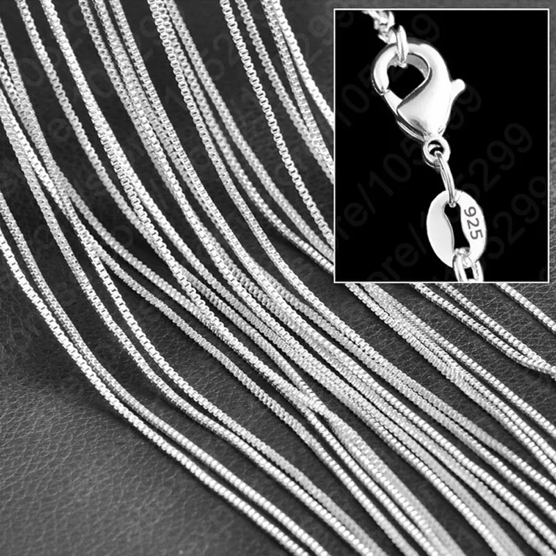 Hela 100st 1 4mm 925 Sterling Silver Necklace Box Link Chains Jewelry 16 18 20 20 22 24 26 28 30 8 Storlekar Välj260r