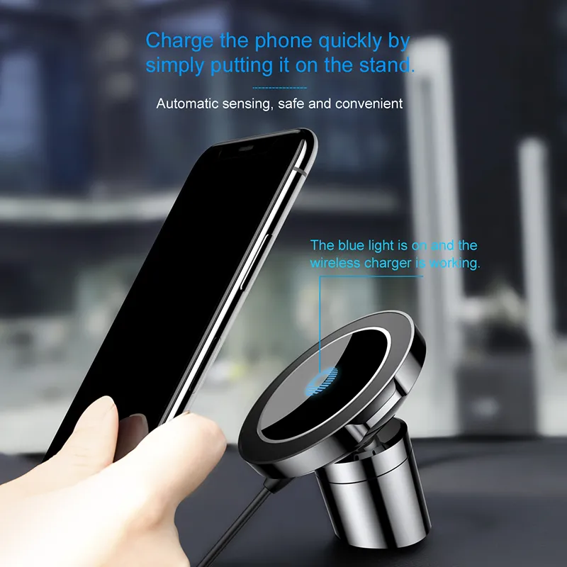 Car Mount Qi Wireless  Baseus Fast Wireless Charging Magnetic Car Phone Holder Stand For iPhone X 8 Samsung S9
