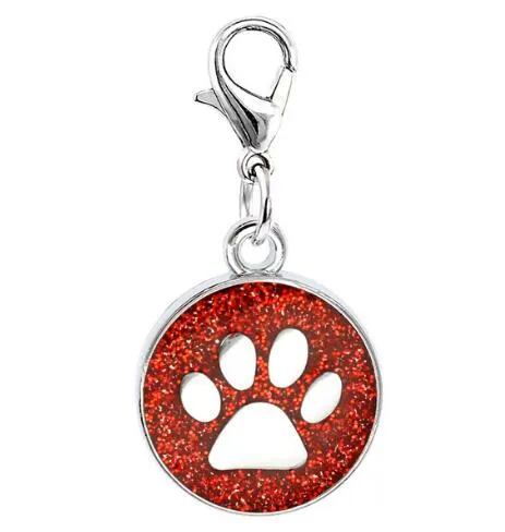 / couleurs 18mm empreintes chat chien patte impression pendentif charmes avec fermoir mousqueton adapté pour porte-clés bricolage bijoux de mode287c