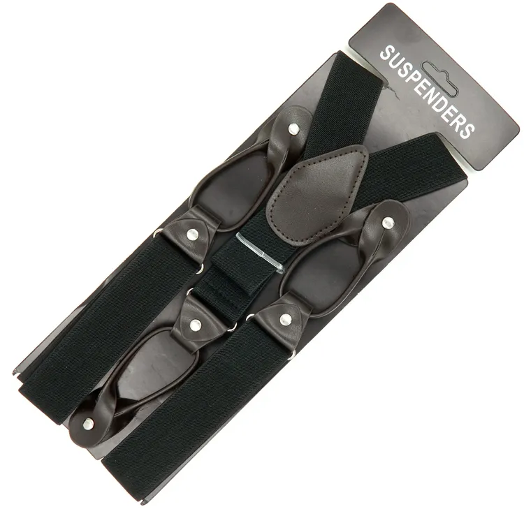 Knappar Suspenders Mans hängslen unisex 6-knapphålskinnsbeslag hängslen Y-back Ligas Tirantes2331