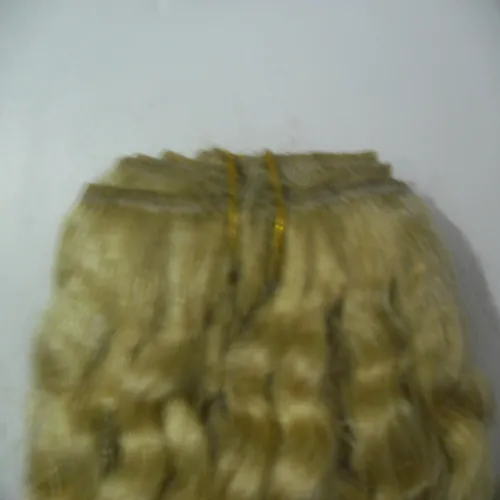 YUNTIAN Mongolian Afro Kinky Curly Hair Extension Weave Human Hair Bundles #613 Bleach Blonde Remy Hair
