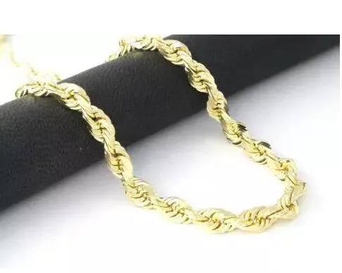 Collana da uomo con maglie a catena in corda con taglio a diamante SPESSORE 7 mm placcato oro giallo 10k 24 275 g