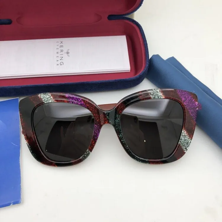 Роскошь 0327S Exquusite Butterfly Sunglasses 52-20-140 Женский градиент-градиент анти-UV400 кошачьих глаз Goggles Goggles