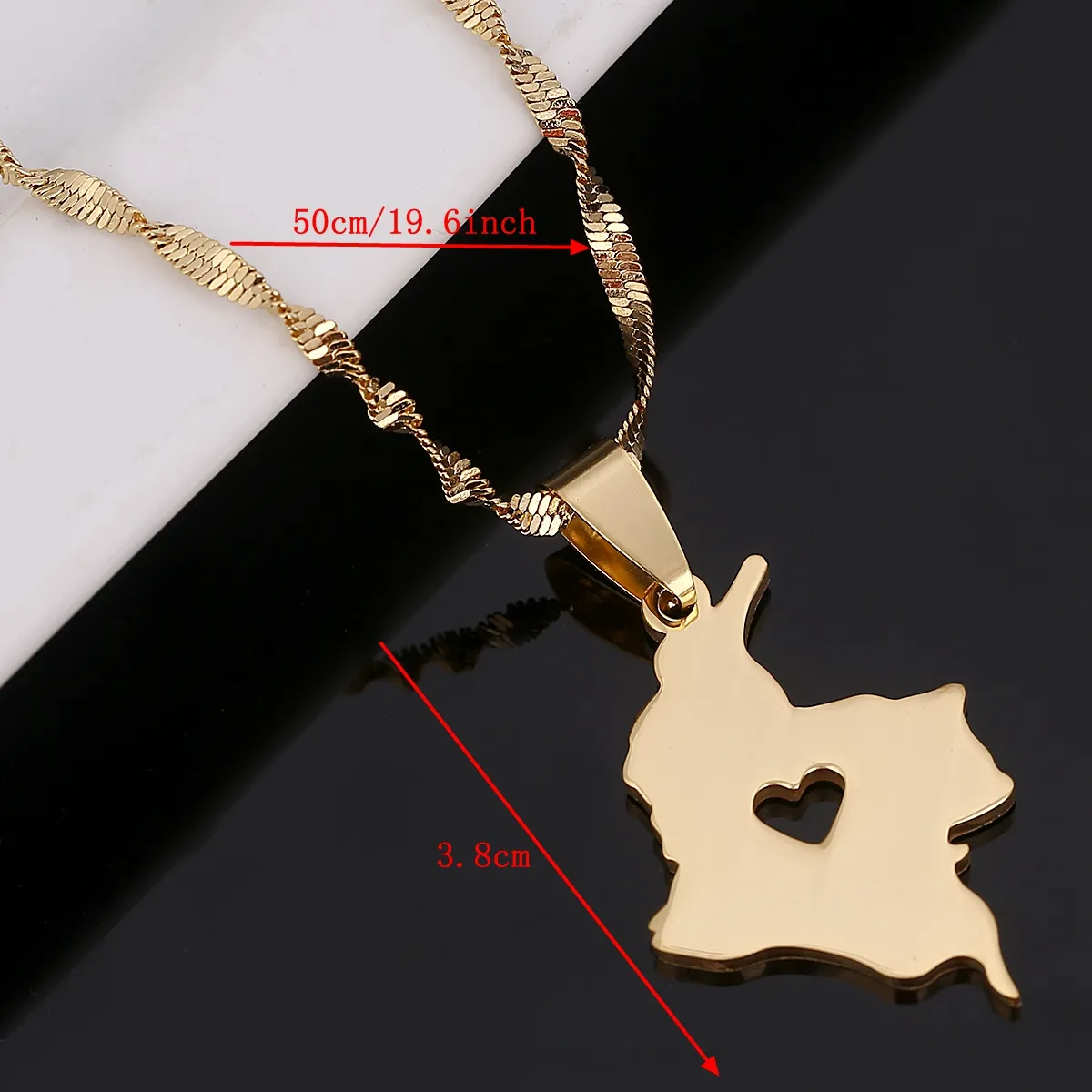 Stainless Steel Colombia Map Pendant Necklace Gold Color Jewelry Map of Colombian Jewelry3250