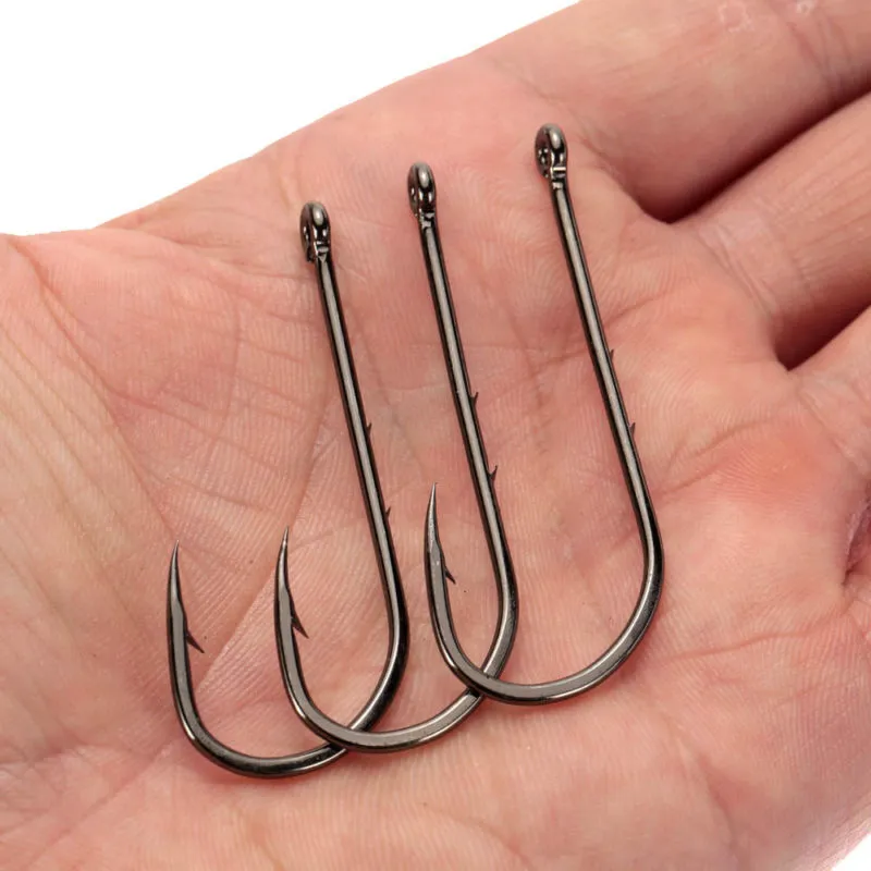 12 크기 6# -6 0# 92247 Baitholder Single Hook High Carbon Steel 철하 후크 아시아 잉어 낚시 장비 200 조각 FH-4298V