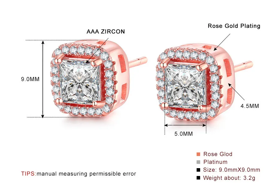 Victoria Wieck Sparkling Classical Four Claw Jewelry 925 SilverGold Fill Princess White Topaz CZ Diamond Stud Boucle d'oreille pour les femmes G280Q