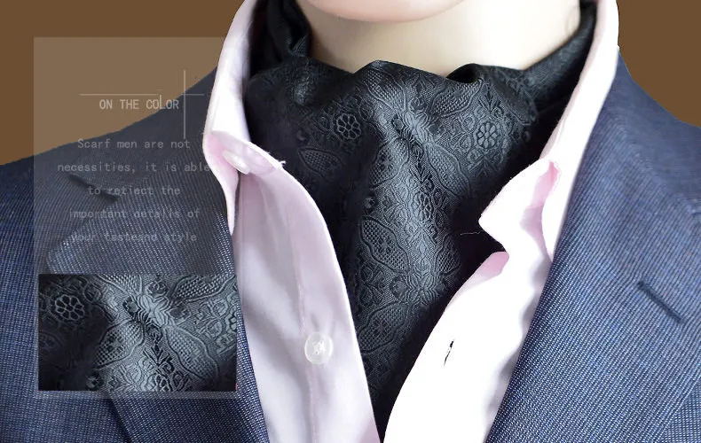 Męski satynowy satynowy bankiet ślubny Ascot Cravat krawat vintage kropka Paisley Print kwiatowy Jacquard Self Tie3331