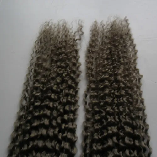 200G 1B/ Grey Ombre Human Hair Weave Bundle Brazilian Kinky Curly 2 Bundle Extension