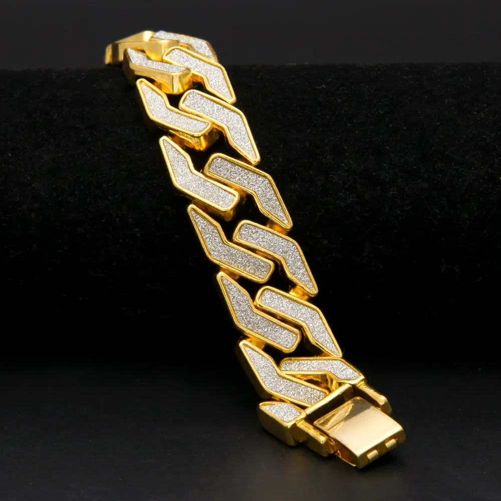 16 мм шириной коляние коляние кубинское золотое браслет мужские хип -хоп массивные золотые кубинские звень