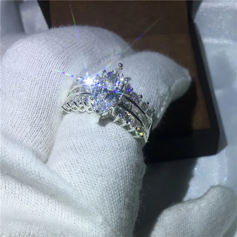 choucong ювелирные изделия ручной работы огранка «маркиз» 5ct Diamonique Cz стерлингового серебра 925 пробы обручальное кольцо для женщин и мужчин Gift333Y