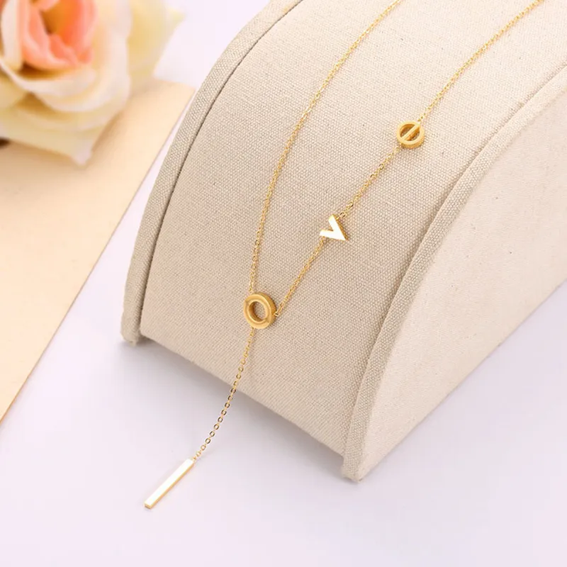 Nieuw Ontwerp Brief Liefde Kettingen 18K Goud Rose Gouden Ketting Mode Dames Ketting Top Kwaliteit Sieraden voor Women2432