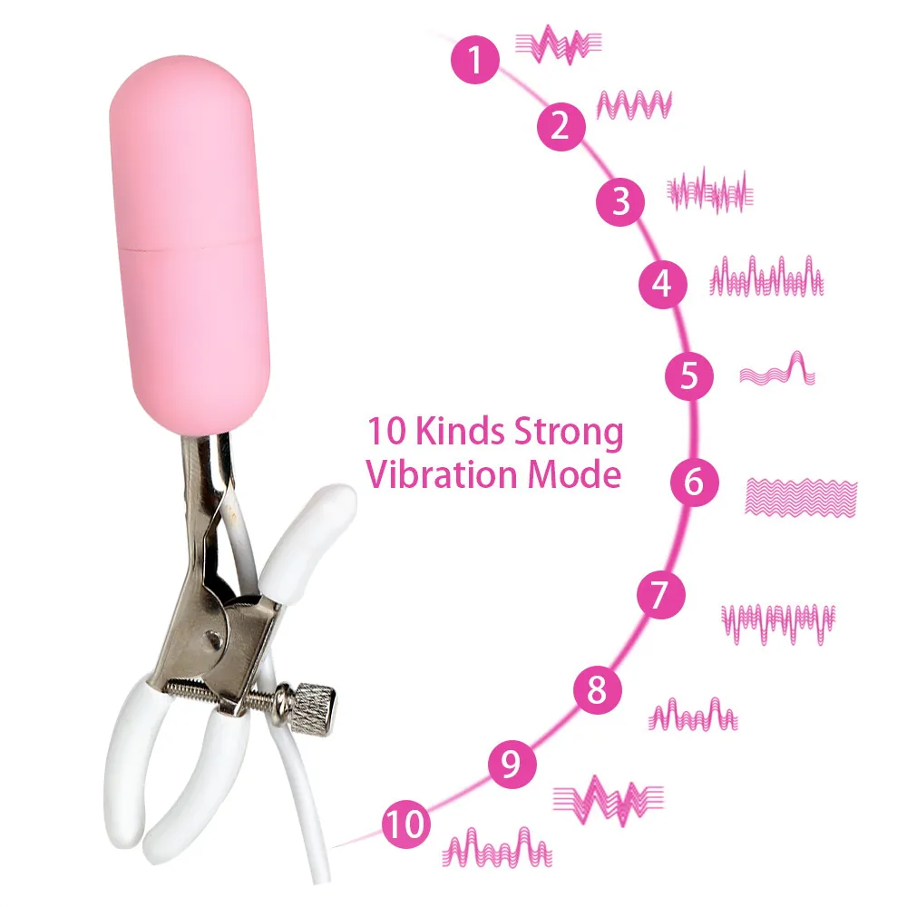 Ikoky Nipple Vibrator Vibrating Nipple Clamps Massage 10頻度の性玩具女性のマスターベーションアダルト製品Y14819898