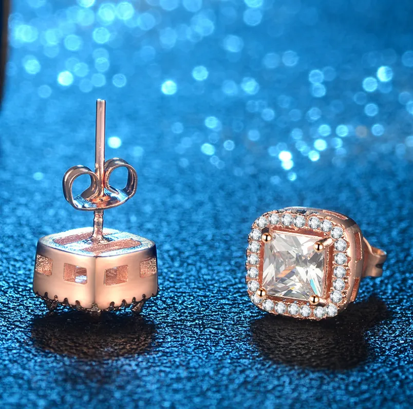 Victoria Wieck Sparkling Classical Four Claw Jewelry 925 SilverGold Fill Princess White Topaz CZ Diamond Stud Boucle d'oreille pour les femmes G280Q
