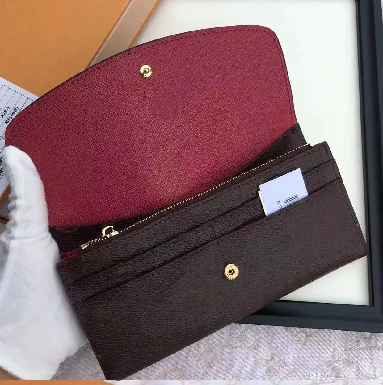 Satış- 'Bütün Kırmızı Dipler Lady Long Cüzdan Çok renkli yeni stil para çanta kartı Tutucusu Kutu Kadın Klasik Zipper POC215Q