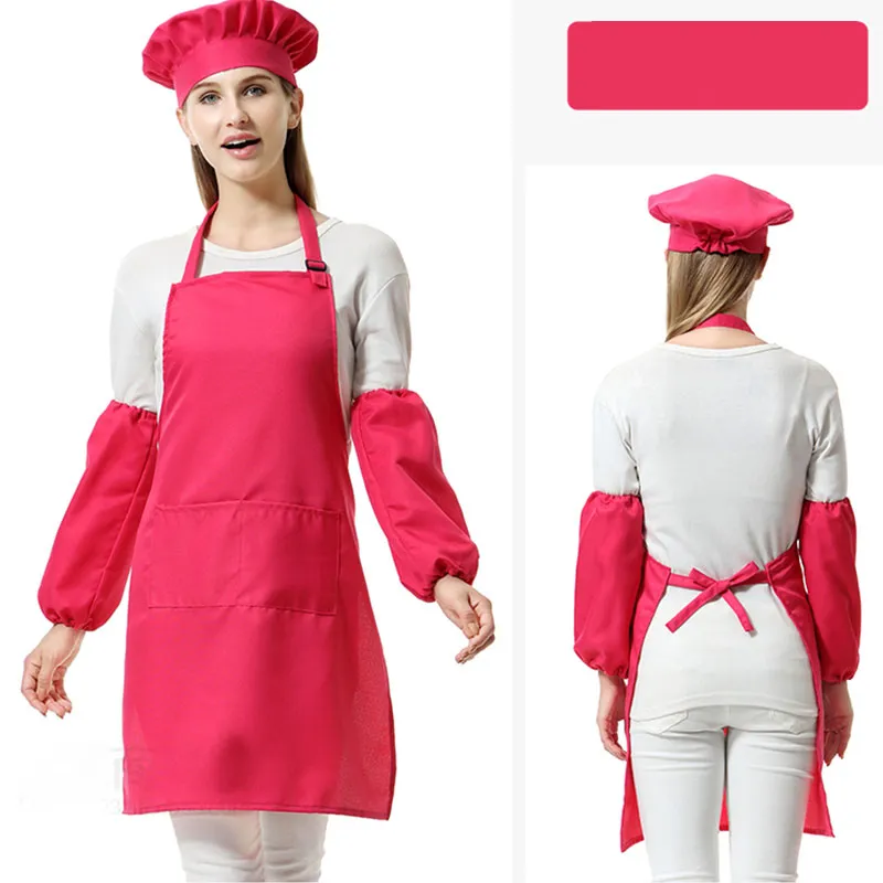 set unisexe polyester adulte taille de cuisine tabliers adultes avec mancheschapeaux de chef pour la peinture cuisson cuisson 12 couleurs DHL9632268
