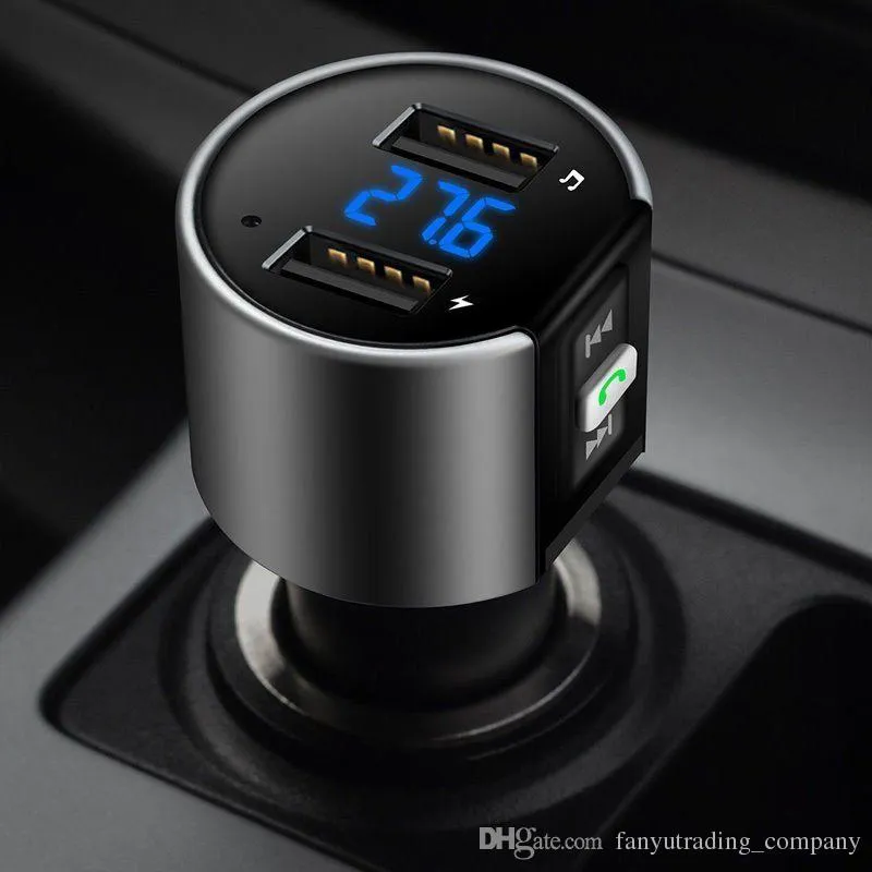 Trasmettitore FM audio auto Bluetooth 5.0 Lettore MP3 Vivavoce Accendisigari Ricarica doppia USB Rilevamento tensione batteria Riproduzione su disco U