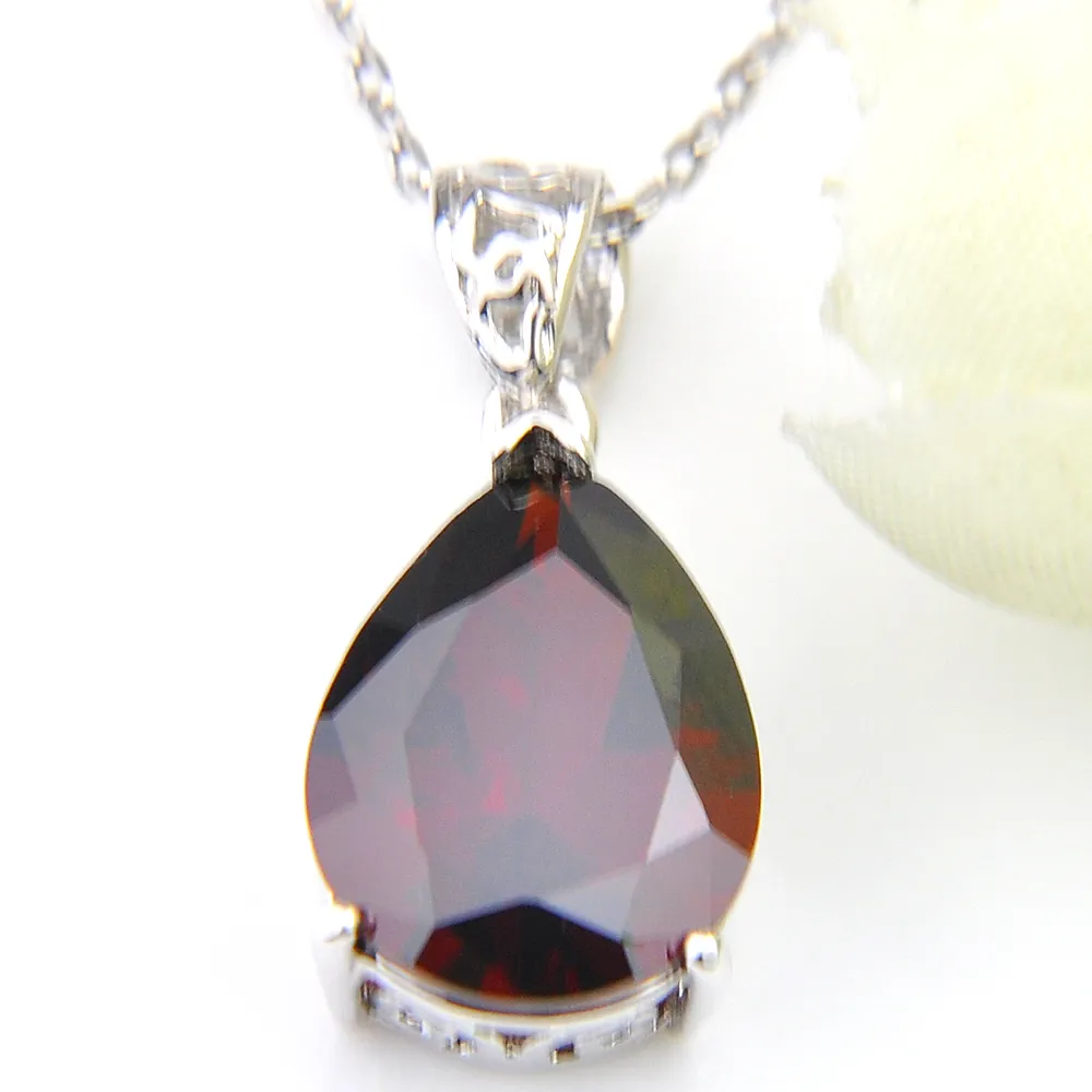 Luckyshine Excellent Shine Water Drop Drop Garnet Penndants Party pour femmes pour femmes Colliers Pendants Pendants 283W