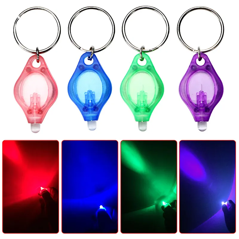 100 pz Portachiavi Anello Luce Bianco Rosso Verde UV LED Mini Torcia Luce Micro LED Portachiavi Portachiavi Torcia Mini Lamp253B