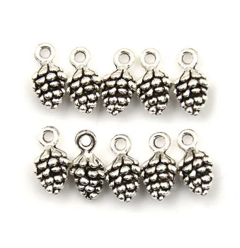 200 st -legering pinjen nötter charms antika silverbrons charms hänge för halsbandsmycken gör fynd 12x7mm251m