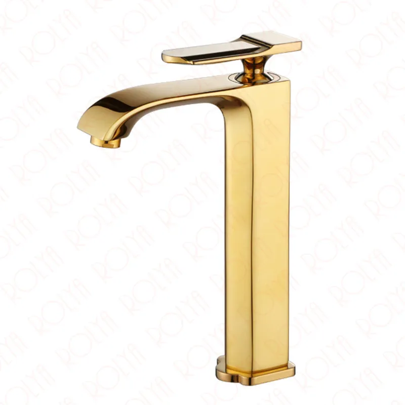 2018 Design unico del brevetto Leva singola in ottone massiccio Lussuoso placcato in oro corpo alto vaso lavello rubinetto alto bagno rubinetteria miscelatore