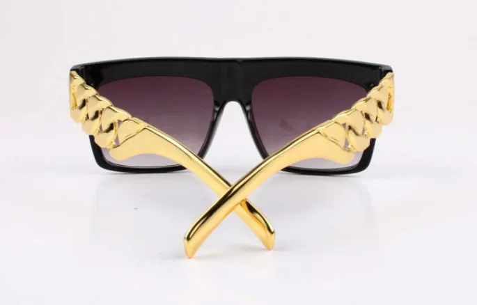 Kim Kardashian Beyonce Beroemdheden Stijl metal Gold Chain Oversized Sunglasses Men Women 260J
