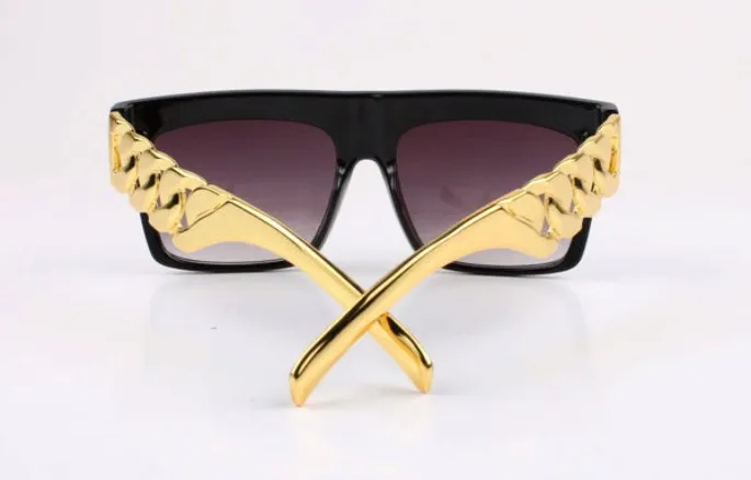 Kim Kardashian Beyonce Celebrities Style Metal Gold Sain Overized Sunglasses Men 270N